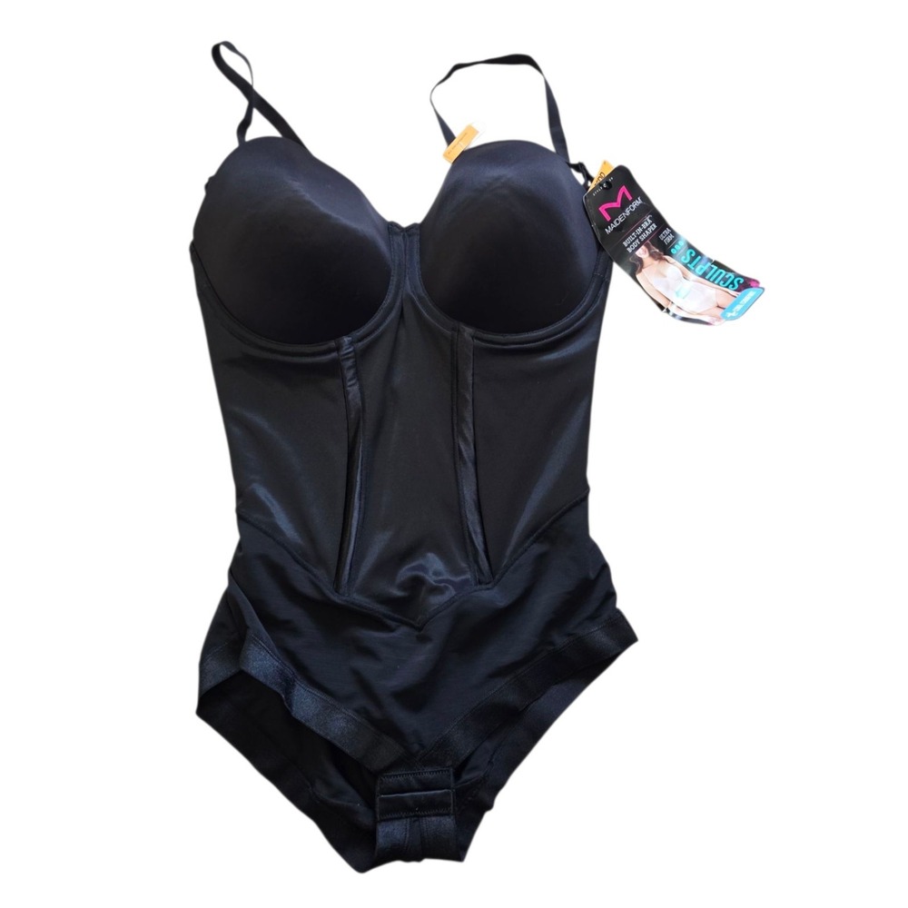 Maidenform SCULPTS  Shapewear Body Shaper Black Built-in Bra Size 36DD NWT